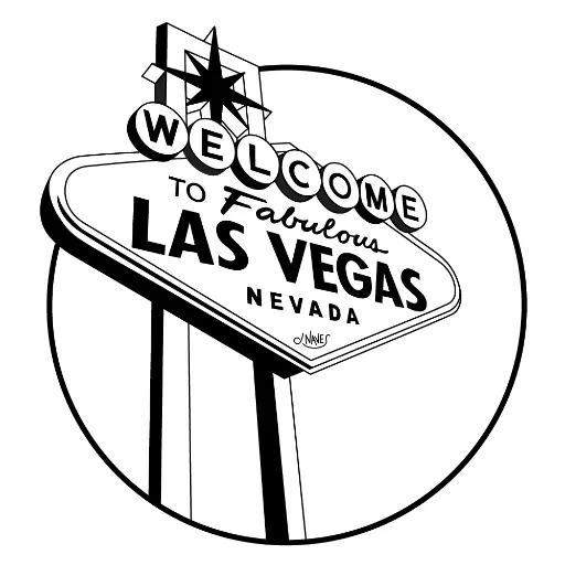 Las Vegas Sign Sticker - B&W 
